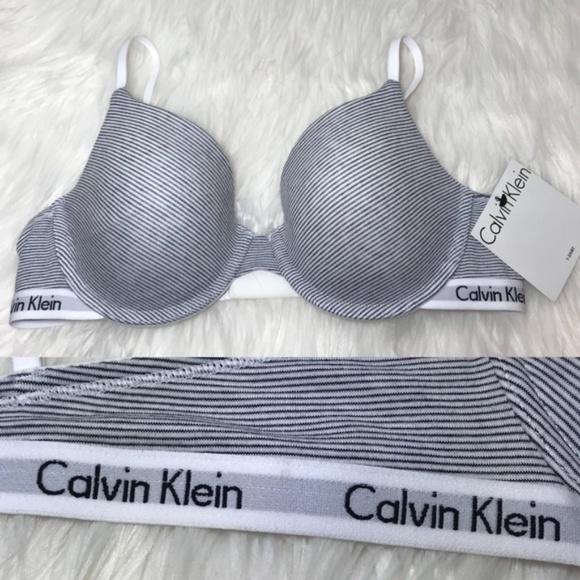 Calvin Klein Other - NWT STRIPED CALVIN KLEIN Gray T-SHIRT BRA 36B